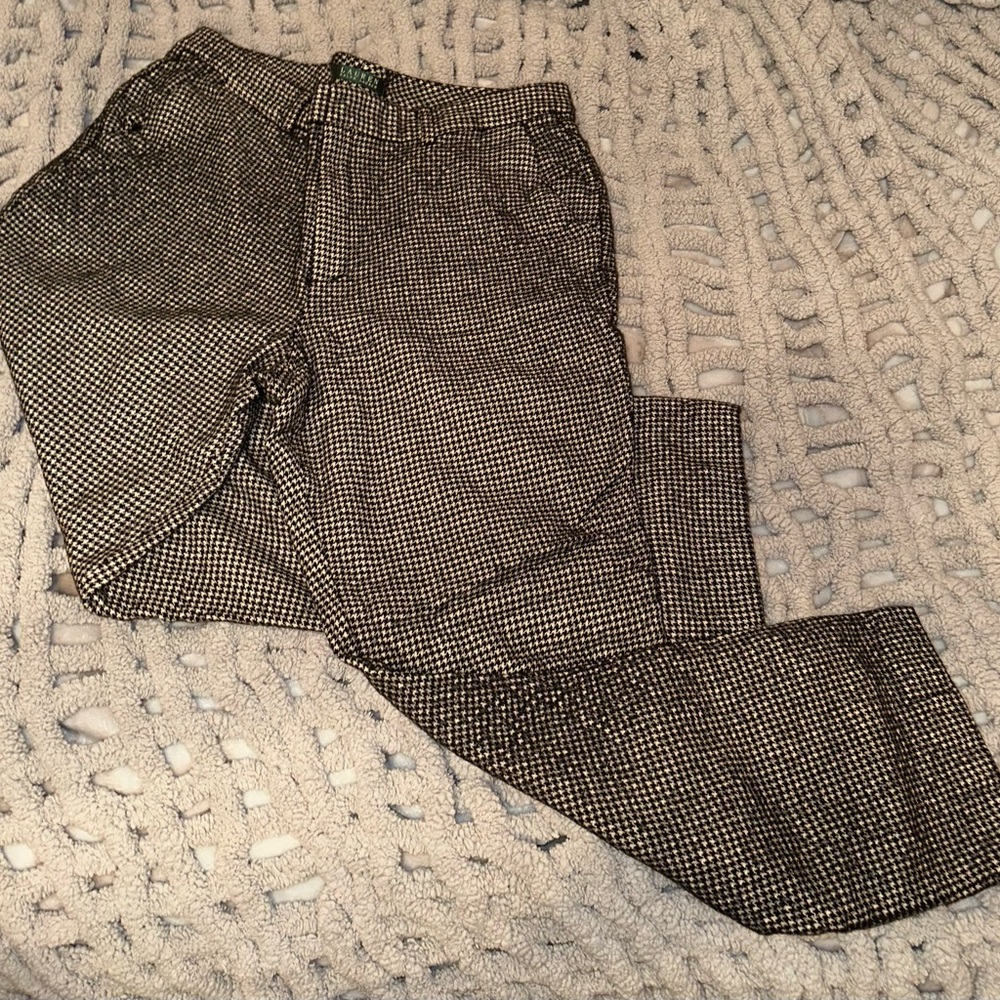 Ralph Lauren Women's Black and White Checkered Pants Size 16